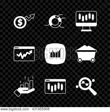 Set Financial Growth Dollar, Pie Chart Infographic, Stocks Market Graphs, Browser With Stocks, Searc