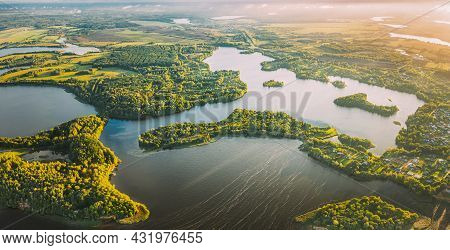 Lyepyel, Lepel Lake, Beloozerny District, Vitebsk Region. Aerial View Of Lyepyel Cityscape Skyline I