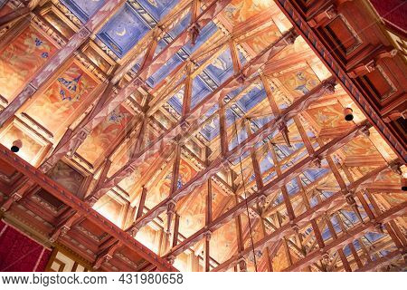 Stockholm, Sweden -july 1, 2019: Ceiling Of The Counsil Chamber Of  Stockholm City Hall.