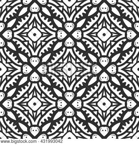 Pattern Black And White Shape. Simple Seamless Ornament Background