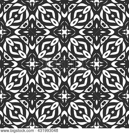 Pattern Black And White Shape. Simple Seamless Ornament Background