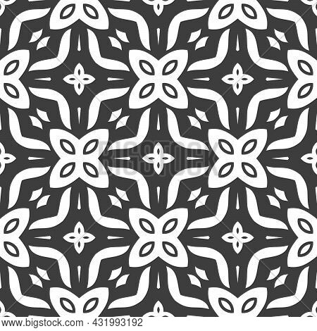 Pattern Black And White Shape. Simple Seamless Ornament Background