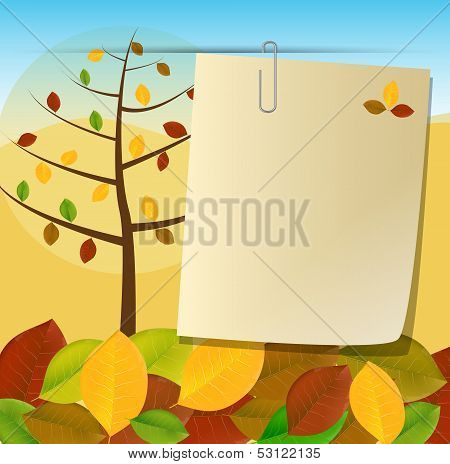 Autumn Card And Tree Leaves