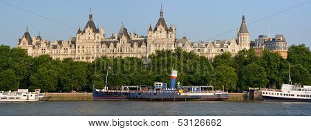 Historic Buildings On Victoria Embankment, London.