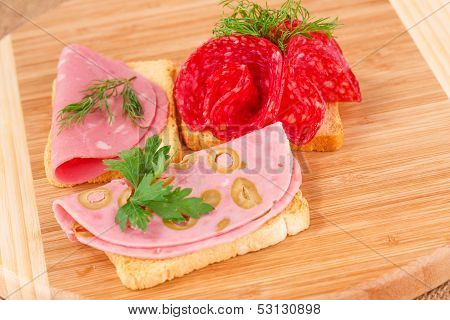Sandwiches With Salami And Mortadella