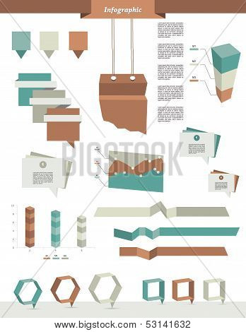 Infographics elements. Folder with diagrams, speech bubbles and graphs.