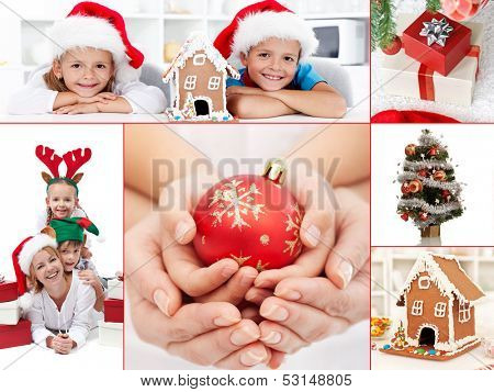 Christmas collage with people and object details