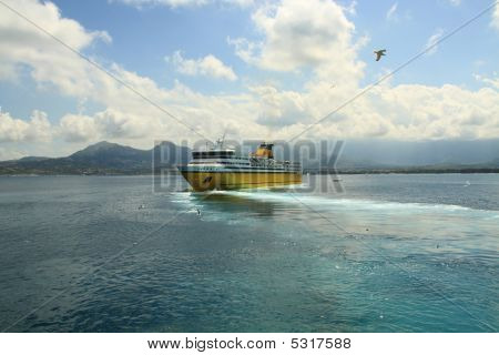 Yellow Ferry In Calvi