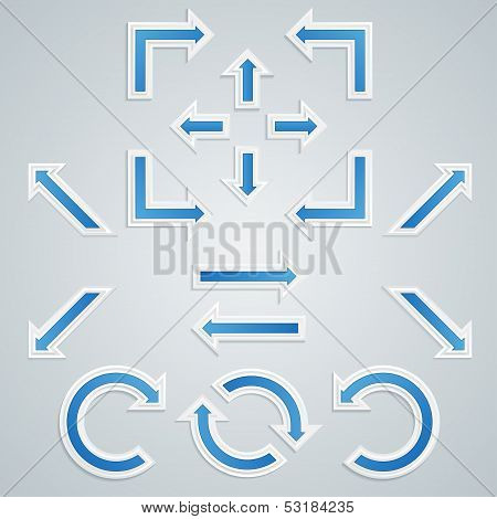 Set of Blue Sharp Arrows For Infographics