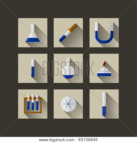 Flat icons for chemistry
