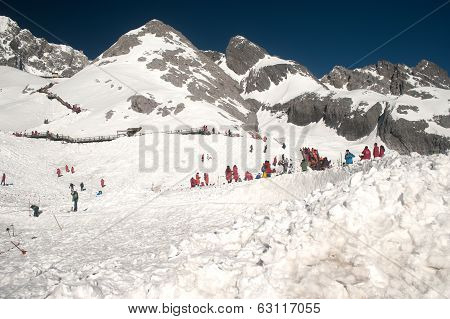 Top Of Jade Dragon Snow Mountain Near Lijiang In Yunan Province,southwestern China .