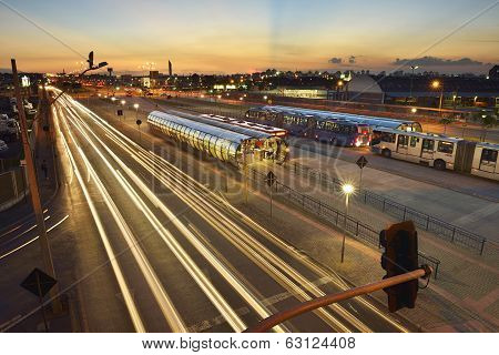 Terminal bi-articulated bus in Curitiba Brazil