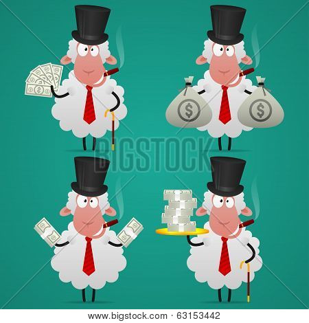 Set sheep banker in different poses