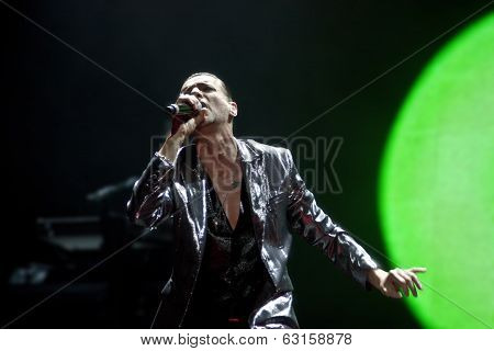 Andrew Fletcher, Dave Gahan and Martin Gore from Depeche Mode in concert at the Minsk Arena