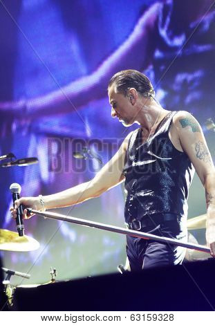 Andrew Fletcher, Dave Gahan and Martin Gore from Depeche Mode in concert at the Minsk Arena
