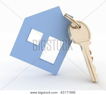 3d model house symbol with key.