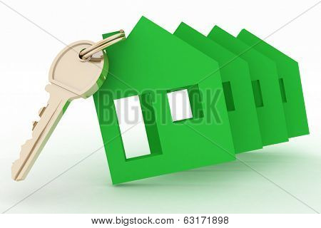3d model ecological house symbol and key