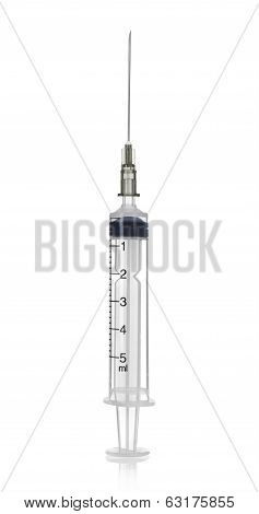 5ml syringe and needle isolated on a white background with detailed clipping path.