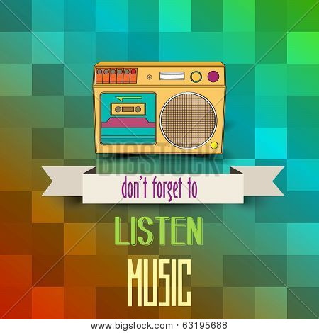 Poster With Retro Boom-box And Message