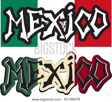 Mexico word graffiti different style. Vector