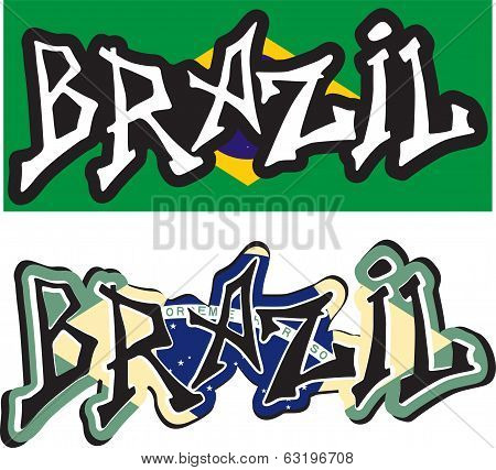 Brazil word graffiti different style. Vector