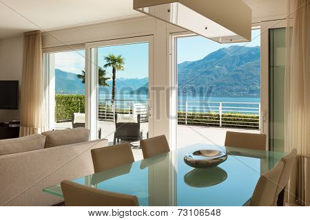 Architecture, Interior, modern apartment, wide dining room