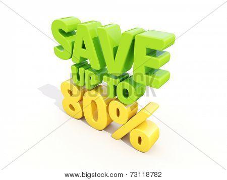 The phrase Save up to % on white background