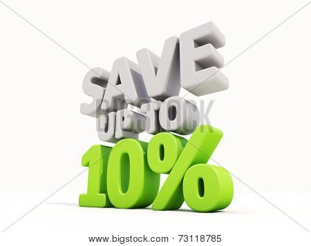 The phrase Save up to % on white background