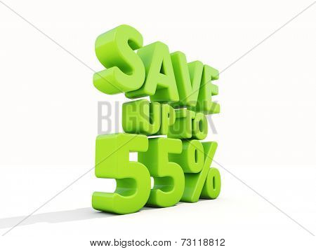 The phrase Save up to % on white background