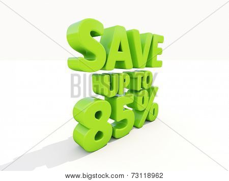 The phrase Save up to % on white background