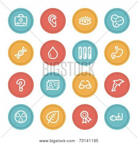 Medicine web icon set 2, color circle buttons