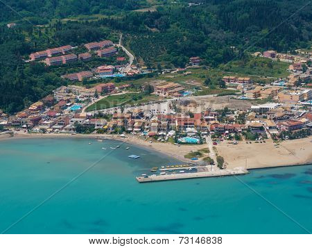 Aerial view of the island of Corfu in Greece