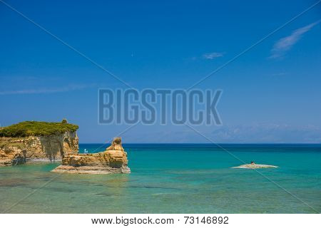 View of the bay of Sidari on Corfu Greece
