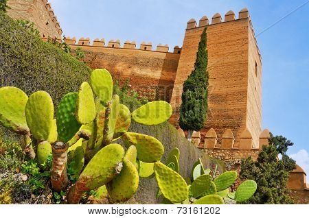 a view of the walls of the Alcazaba of Almeria, in Almeria, Spain