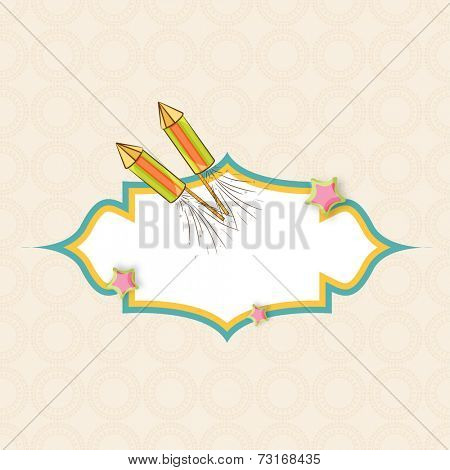 Beautiful frame with expoded crackers and space for your text on seamless background