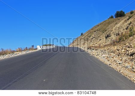 Mountain Highway And Landscape. North Caucasus Travel.