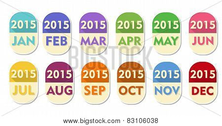 Year 2015 With Twelve Months Labels