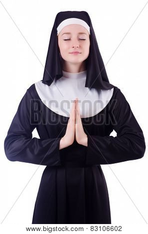 Nun isolated on the white background