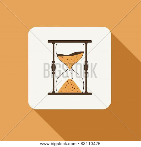 Hourglass Flat Icon With Long Shadow