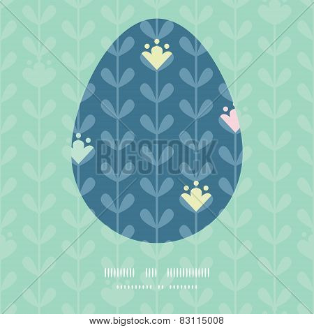 Vector blloming vines stripes Easter egg sillhouette frame card template