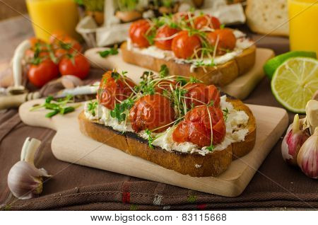 Roasted Cherry Tomato Sauce And Ricotta On Toast