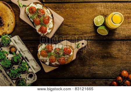 Roasted Cherry Tomato Sauce And Ricotta On Toast