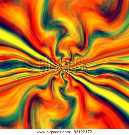 Abstract colorful energetic bang background. Infinite fractal art. Smudged watercolor. Erupting.