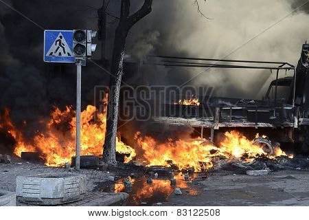 Flaming Car Set Fire By Defend Oneself Portesters