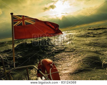 Uk Red Ensign The British Maritime Flag Flown From Yacht