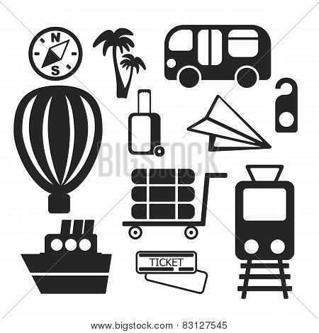 Set Of Travel Web And Mobile Icons. Vector.