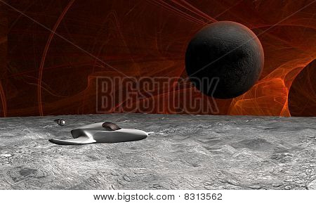 Space Szene der Katasterfläche Planeten mit Raumschiff