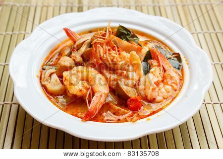 Tom Yum Goong, Spicy Soup With Shrimp.