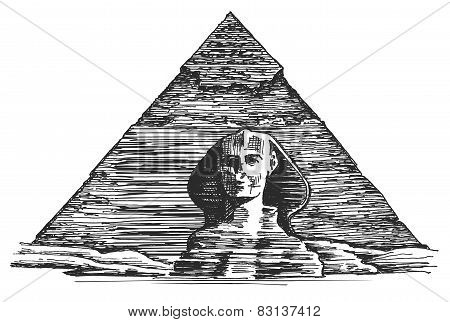 Egypt vector logo design template. Egyptian pyramid or Sphinx icon.