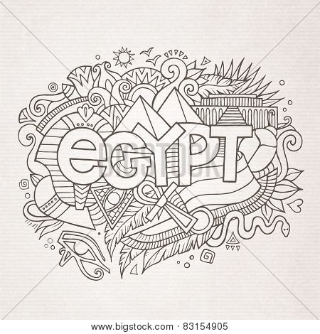 Egypt hand lettering and doodles elements background